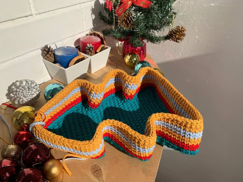 【數位】編織說明書電子檔 Christmas tree shaped basket Crochet storage box Pattern Tutorial PDF