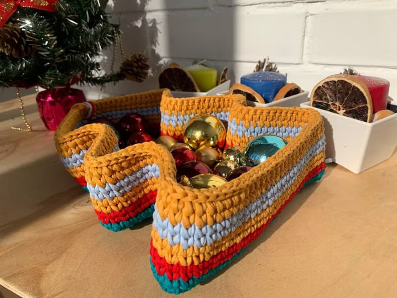 【數位】編織說明書電子檔 Christmas tree shaped basket Crochet storage box Pattern Tutorial PDF