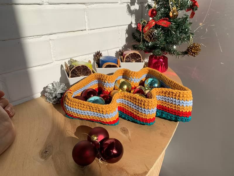 【數位】編織說明書電子檔 Christmas tree shaped basket Crochet storage box Pattern Tutorial PDF