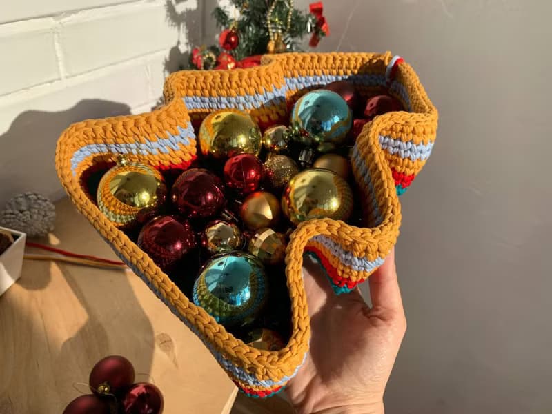 【數位】編織說明書電子檔 Christmas tree shaped basket Crochet storage box Pattern Tutorial PDF