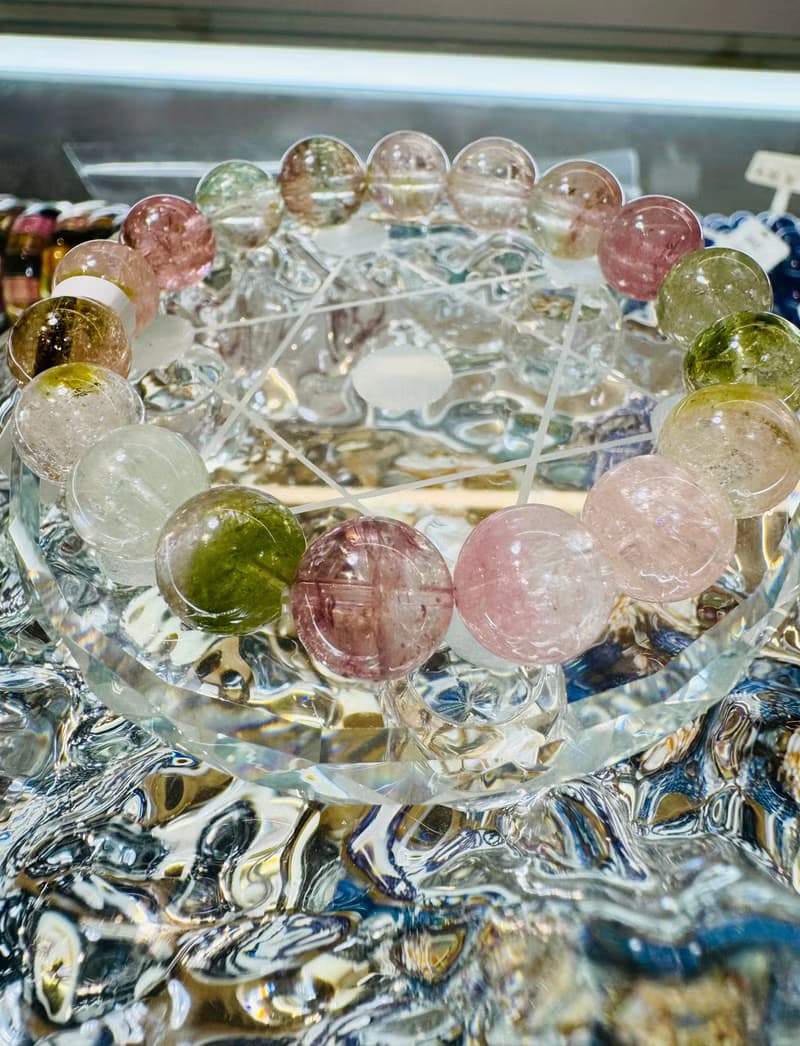 天然高冰體仙女冰淇淋碧璽10.5mm34.66g冰透彩串高頻磁場旺夫石