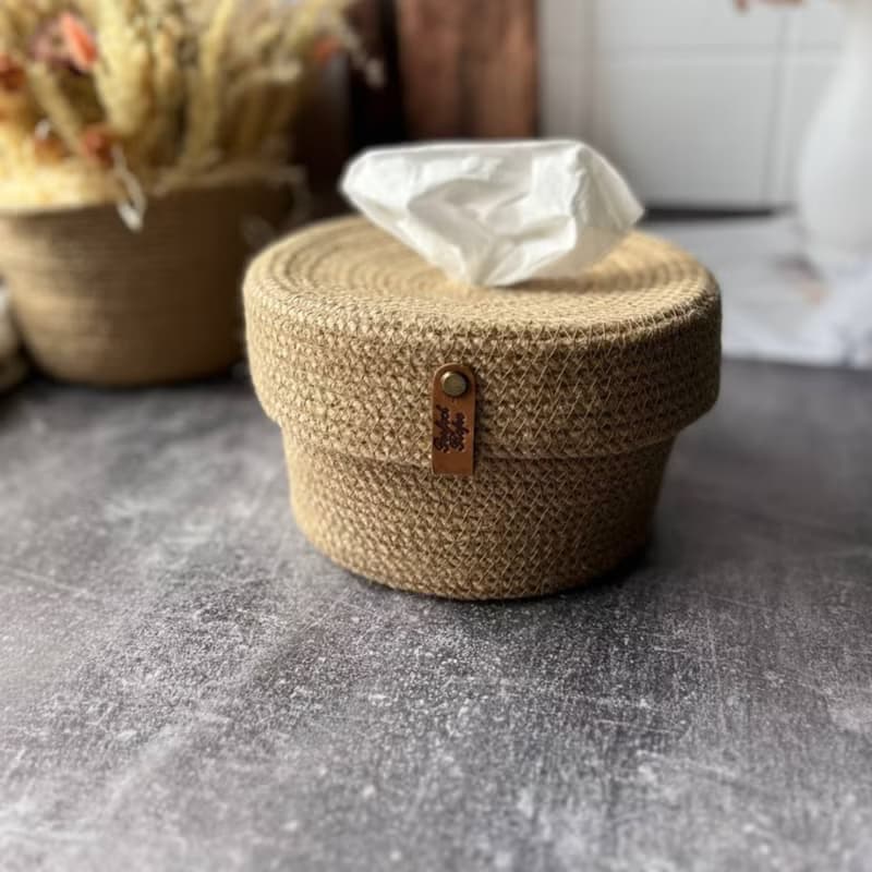 Jute Tissue box holder Tissue box Tissue box covers. Rope basket Napkin Holder