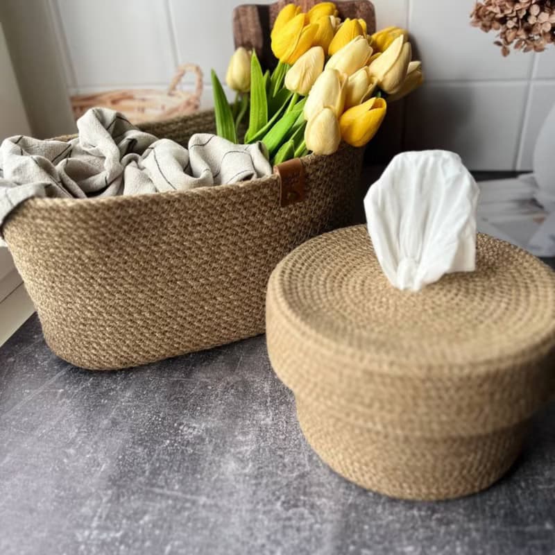 Jute Tissue box holder Tissue box Tissue box covers. Rope basket Napkin Holder