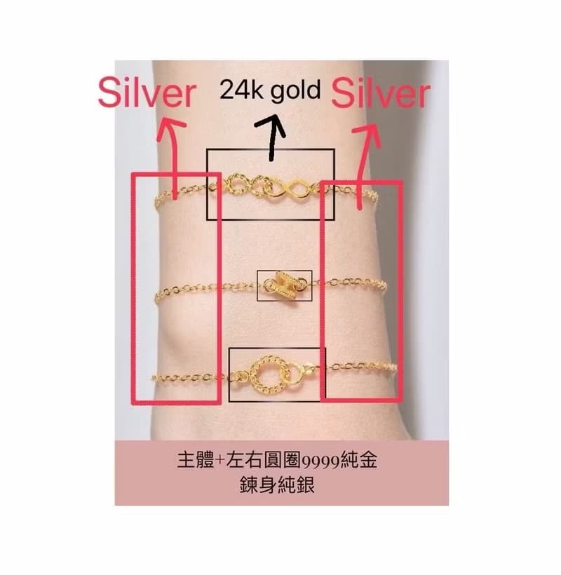 藏寶箱9999黃金金飾純金 雙無限大 立體字母H 雙麻花圈 手鍊 手環