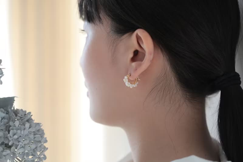 HappyCircle1.3cm│天然珍珠裙襬款 14kgf 耳夾 生日 禮物 珍珠