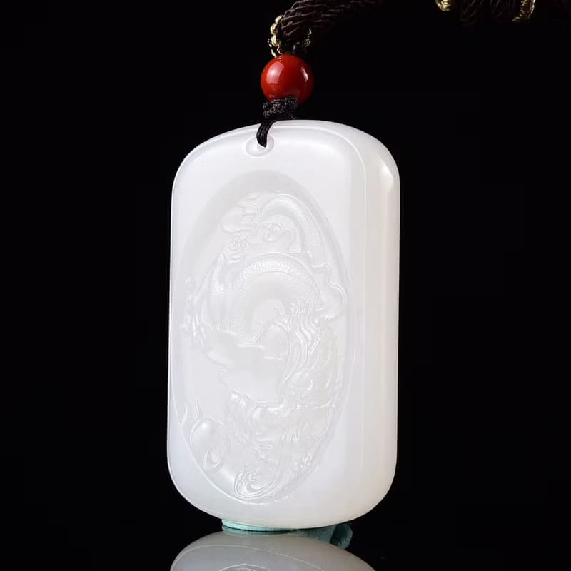 秒殺價 天然新疆和田玉羊脂玉龍行天下生肖龍吊墜 玉質細膩溫潤