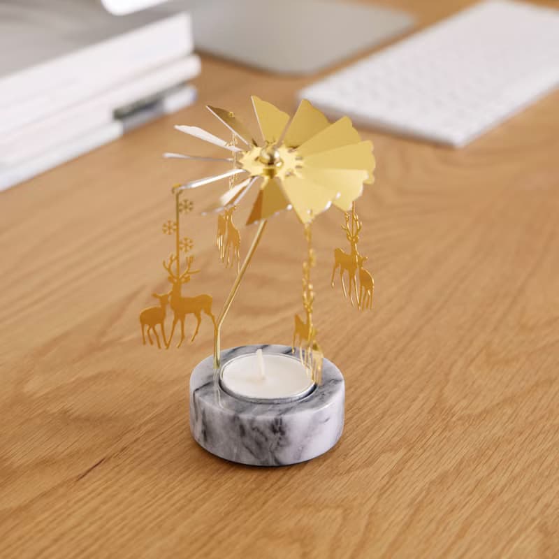 -【奇鈺家居】大理石旋轉燭台