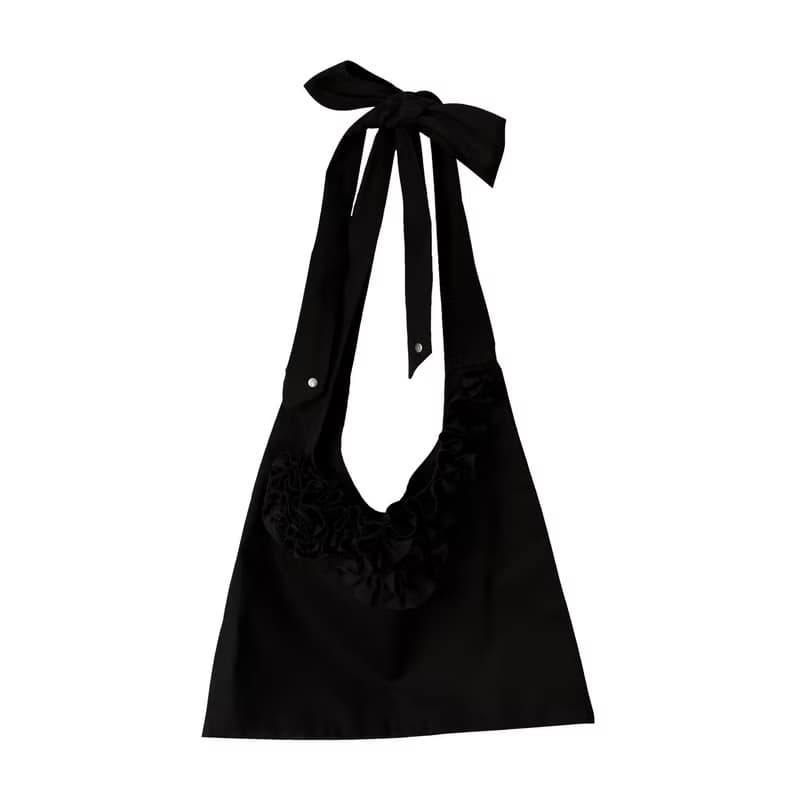 BLACK FLOWER HOBO CROSS BAG