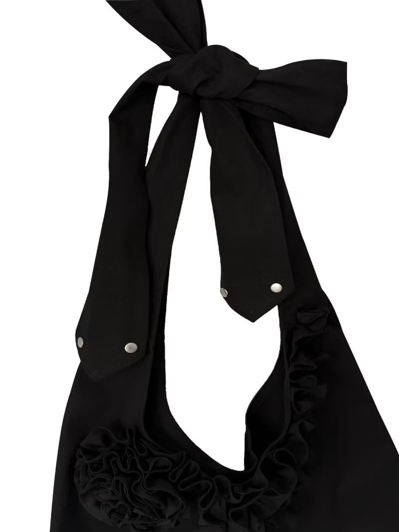 BLACK FLOWER HOBO CROSS BAG