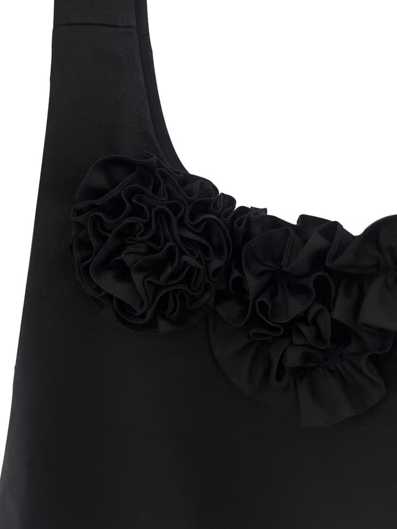 BLACK FLOWER HOBO CROSS BAG
