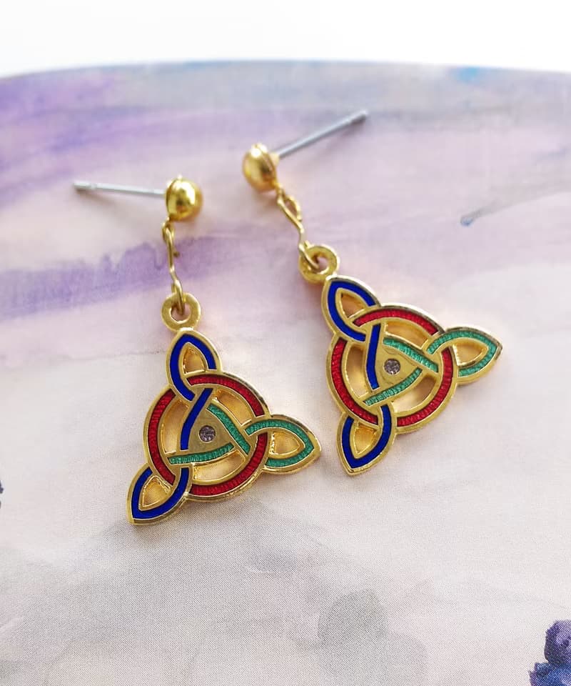 Vintage Jewelry 西洋古董飾品 景泰藍 凱爾特結 耳勾 針式耳環