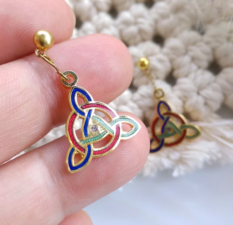 Vintage Jewelry 西洋古董飾品 景泰藍 凱爾特結 耳勾 針式耳環