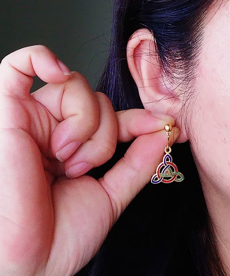 Vintage Jewelry 西洋古董飾品 景泰藍 凱爾特結 耳勾 針式耳環