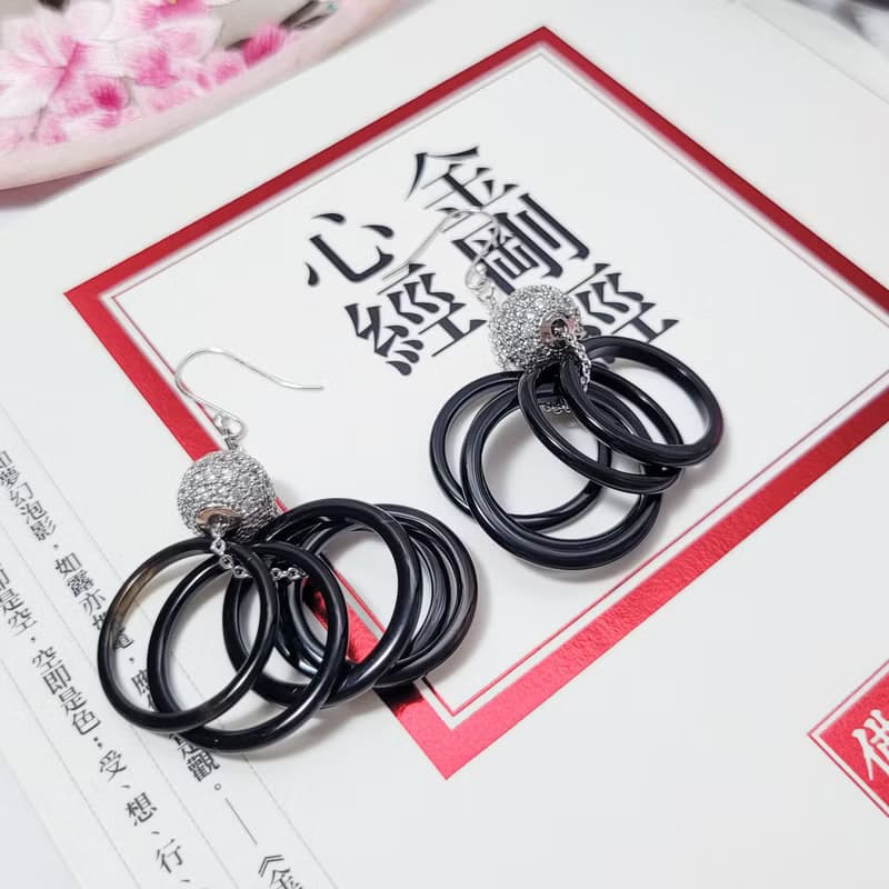頂級黑瑪瑙 玉瓍 戒環 招財 去負能量 事業成功 耳環 單品 禮物
