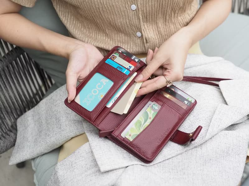 Iris (Burgundy) : Medium wallet, Leather wallet, Red wallet, folded wallet