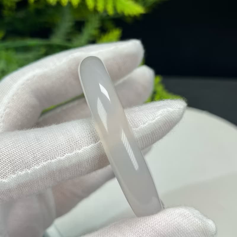 白瑪瑙貓爪手鐲 53MM 開口鐲冰潤起剛玉髓手環 平安吉祥 辟邪護身
