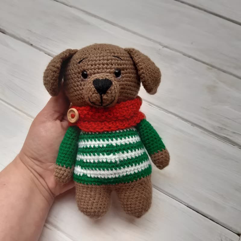 Hand crochet funny Dog Stuffed toys Animals Plush toys Amigurumi toys Knit toys