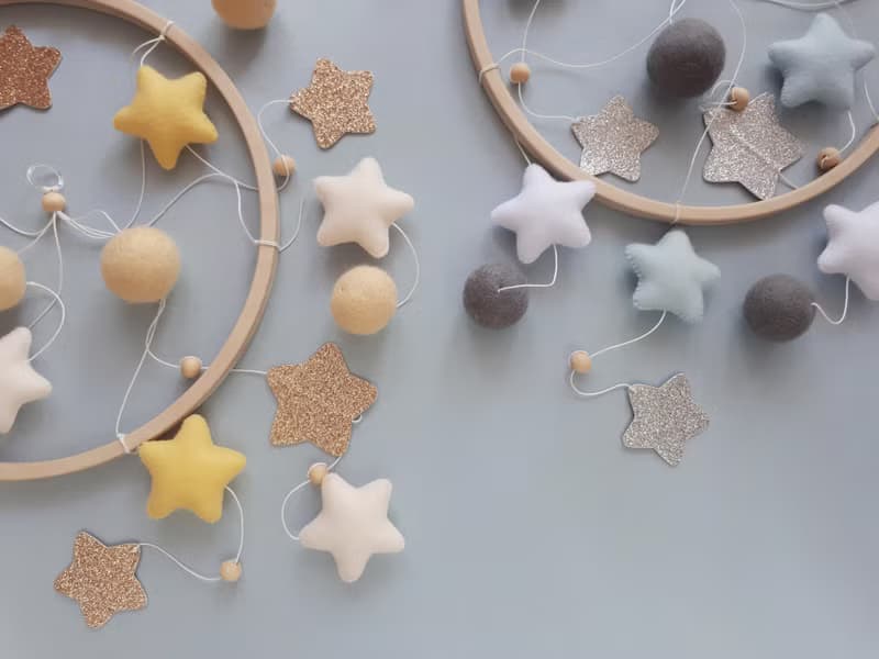 Star sky baby crib mobile, felt balls nursery decor, baby shower gift