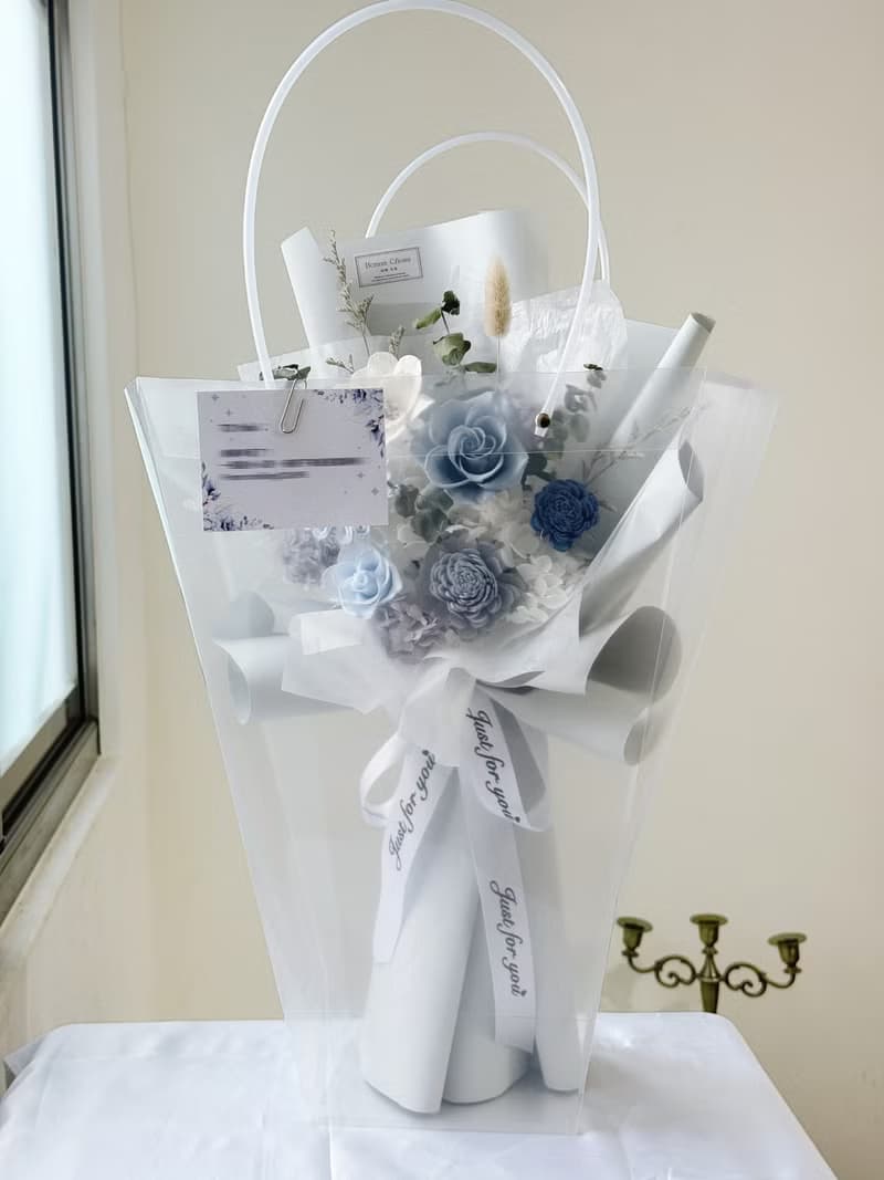 韓系永生花束-藍色系、不凋花、玫瑰花束、浪漫花束、告白花束