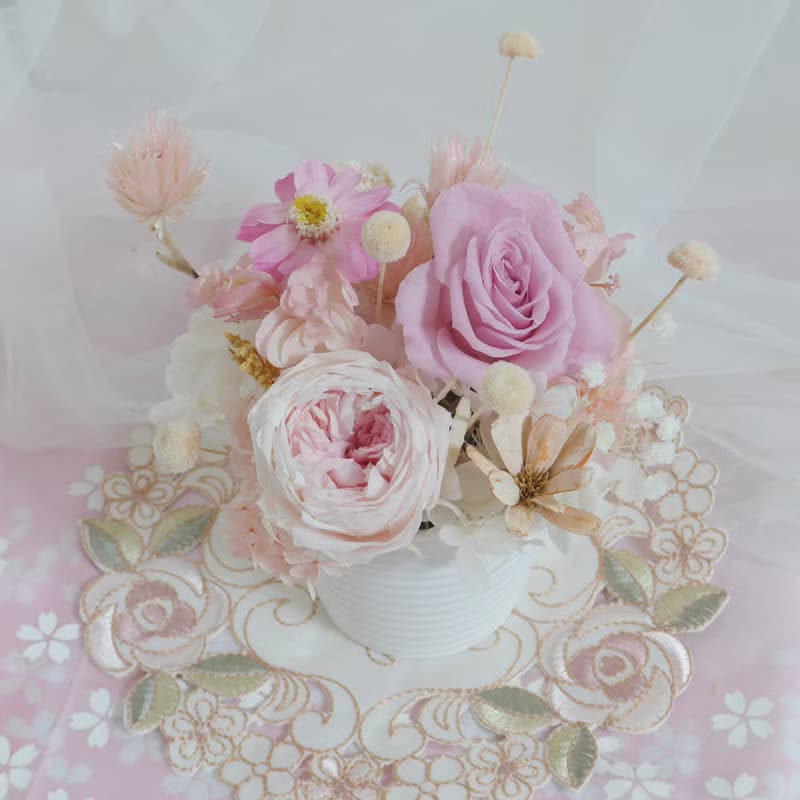櫻粉開幕盆花  結婚捧花永生花畢業花束情人節玫瑰生日禮物七夕情