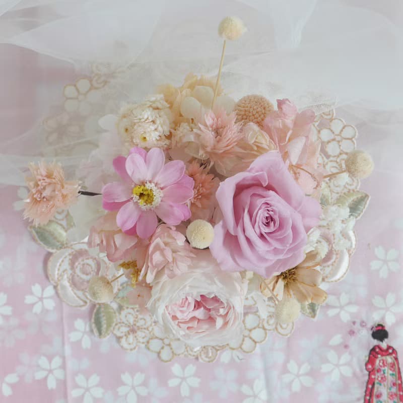 櫻粉開幕盆花  結婚捧花永生花畢業花束情人節玫瑰生日禮物七夕情