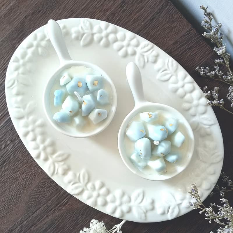 藍水晶冰塊金箔 | 天然香氛精油大豆蠟燭 -清甜綠薄荷 | 結婚禮物