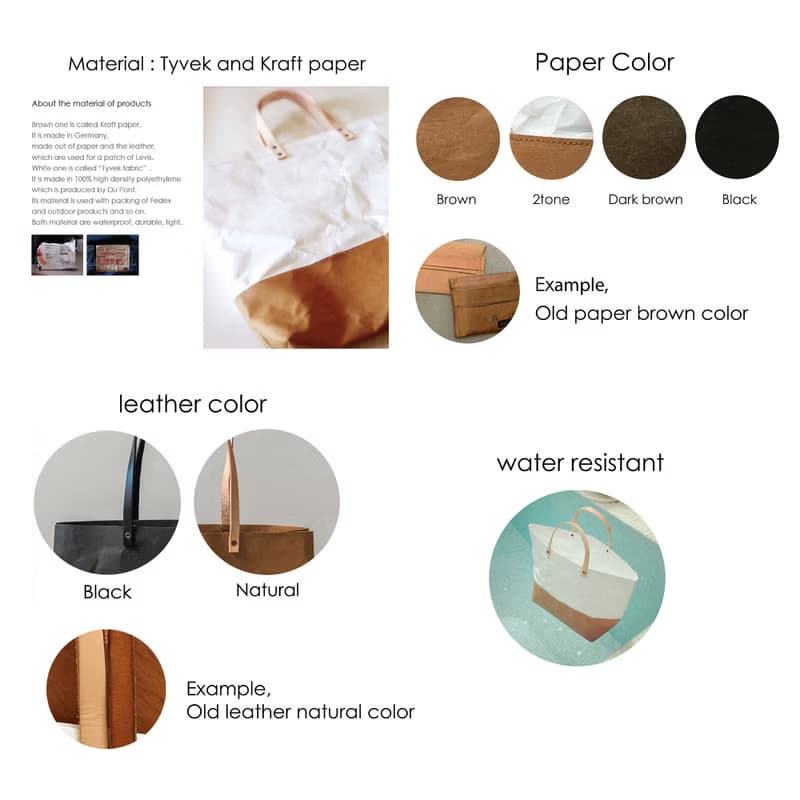 手提袋 Tote Bag Grand 大包包 /肩背包 : Tyvek and Kraft paper bag /防水 /抗撕破 /牛皮紙 /日常包款