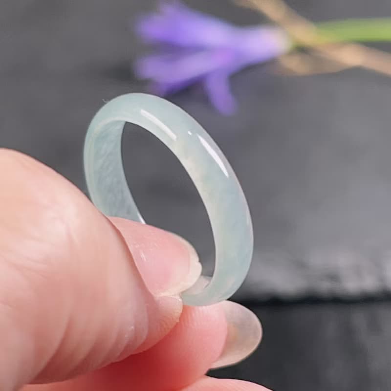 【求‧緣】冰藍水翡翠戒指戒圈 | 國際16圍 | 天然翡翠A貨 | 送禮
