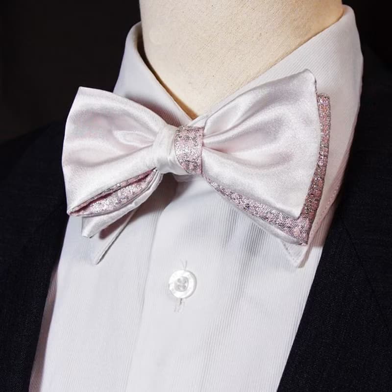浪漫粉紅色 銀白紳士 領結bow tie-雙面可用