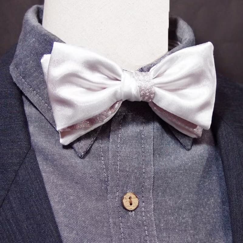 浪漫粉紅色 銀白紳士 領結bow tie-雙面可用