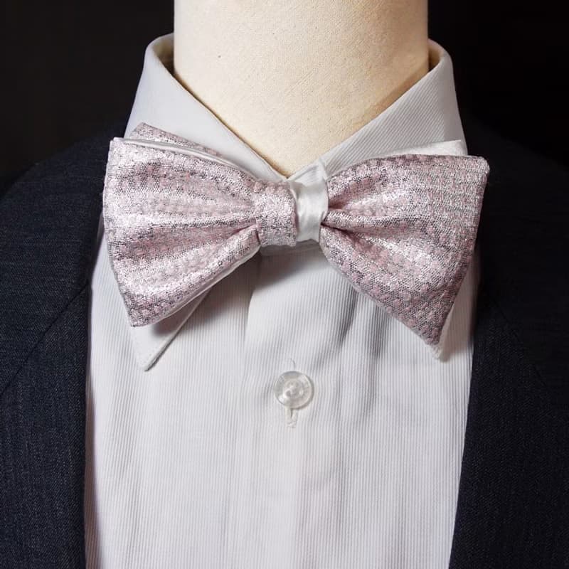 浪漫粉紅色 銀白紳士 領結bow tie-雙面可用
