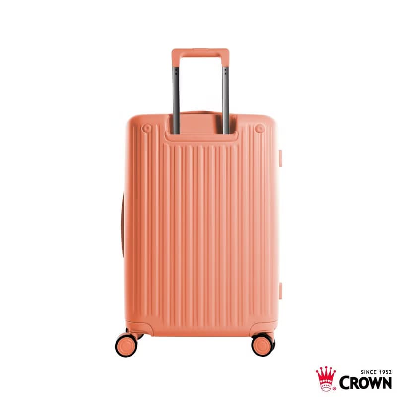 【CROWN】26吋 BOXY 前開框架拉桿箱 託運箱  蜜桃粉橘