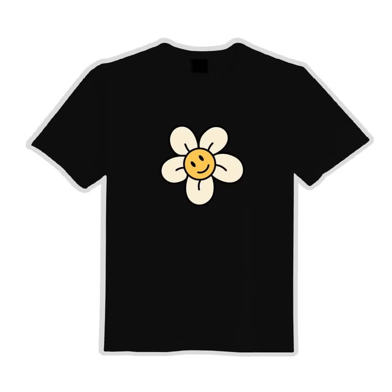 DREW 雛菊 花文創 衣服 T恤 黑T 童裝 純棉 吸濕排汗 涼感衣