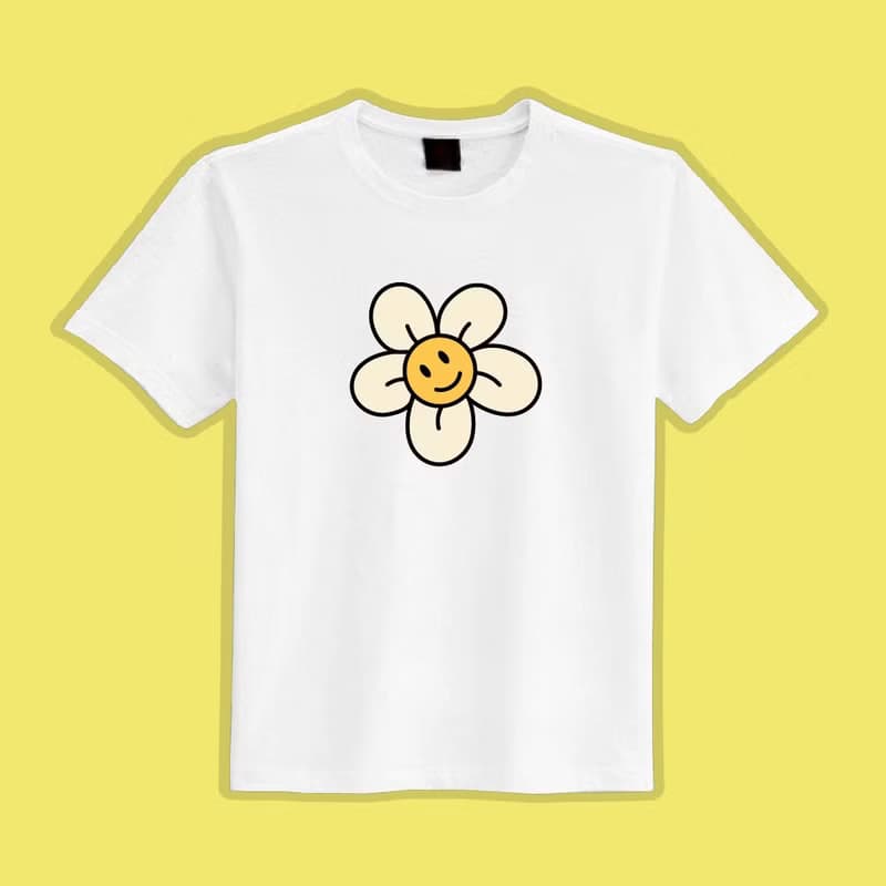 DREW 雛菊 花文創 衣服 T恤 黑T 童裝 純棉 吸濕排汗 涼感衣