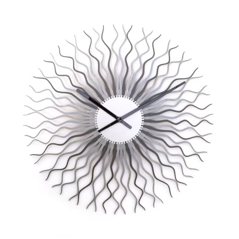 Radium深色 - 優雅的旭日形時鐘有 3 種閃閃發光的黑銀色調