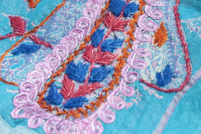 喀什米爾Cashmere/水煮羊毛披肩/針織圍巾/刺繡圍巾/羊絨披巾-花
