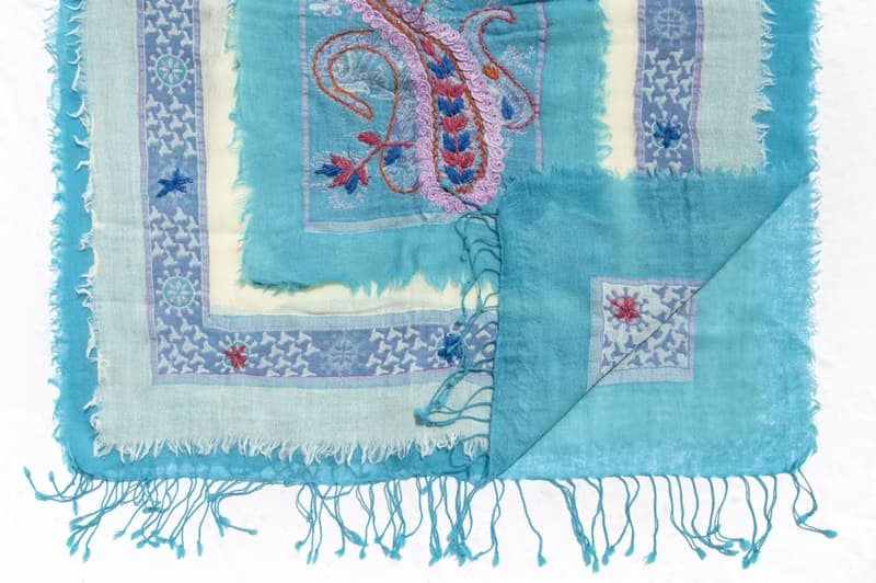 喀什米爾Cashmere/水煮羊毛披肩/針織圍巾/刺繡圍巾/羊絨披巾-花