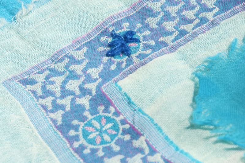喀什米爾Cashmere/水煮羊毛披肩/針織圍巾/刺繡圍巾/羊絨披巾-花