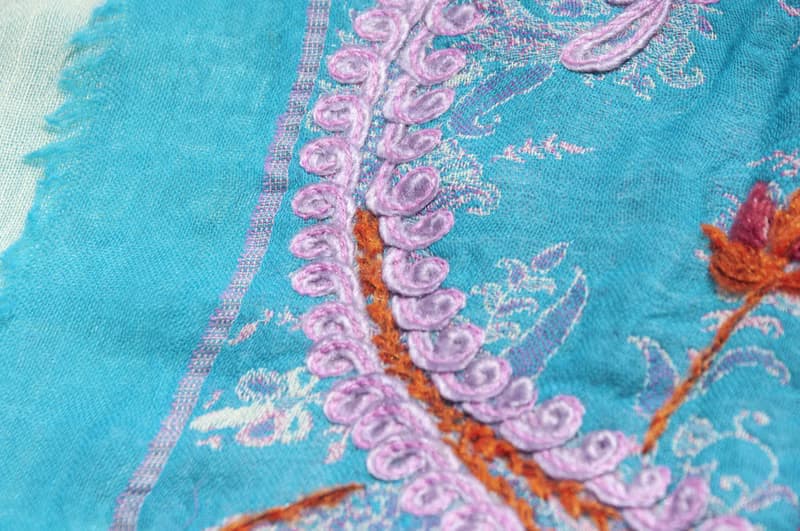 喀什米爾Cashmere/水煮羊毛披肩/針織圍巾/刺繡圍巾/羊絨披巾-花