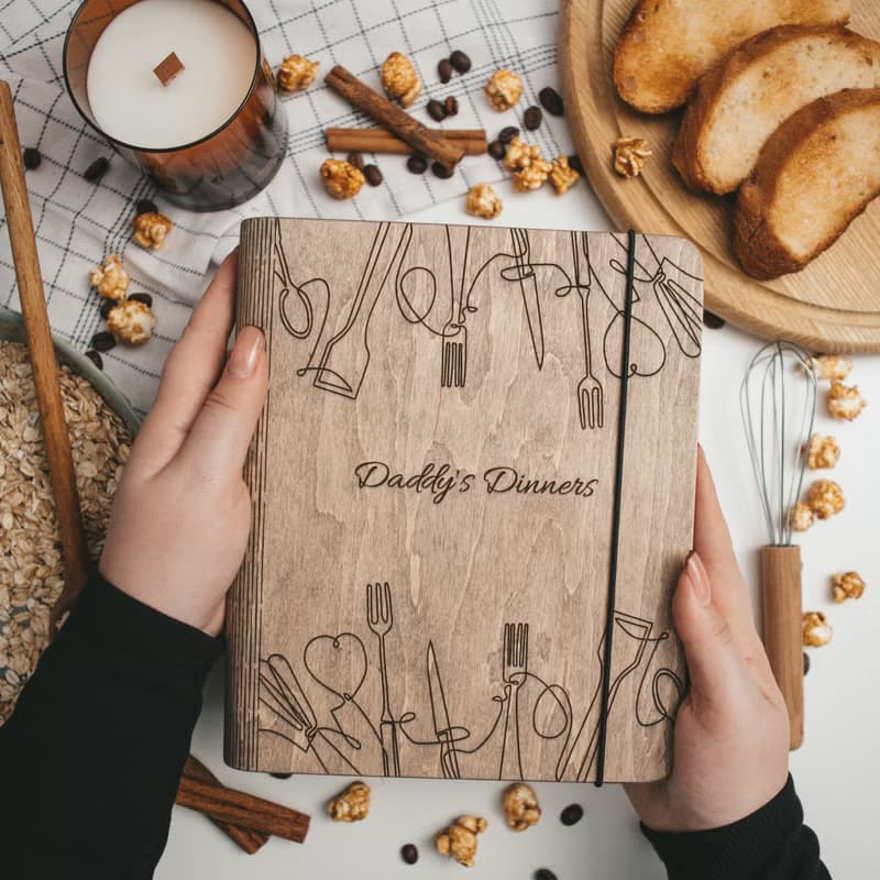 Wooden Custom Cookbook, Father Day Gift, Cooking Gift by Enjoy The Wood