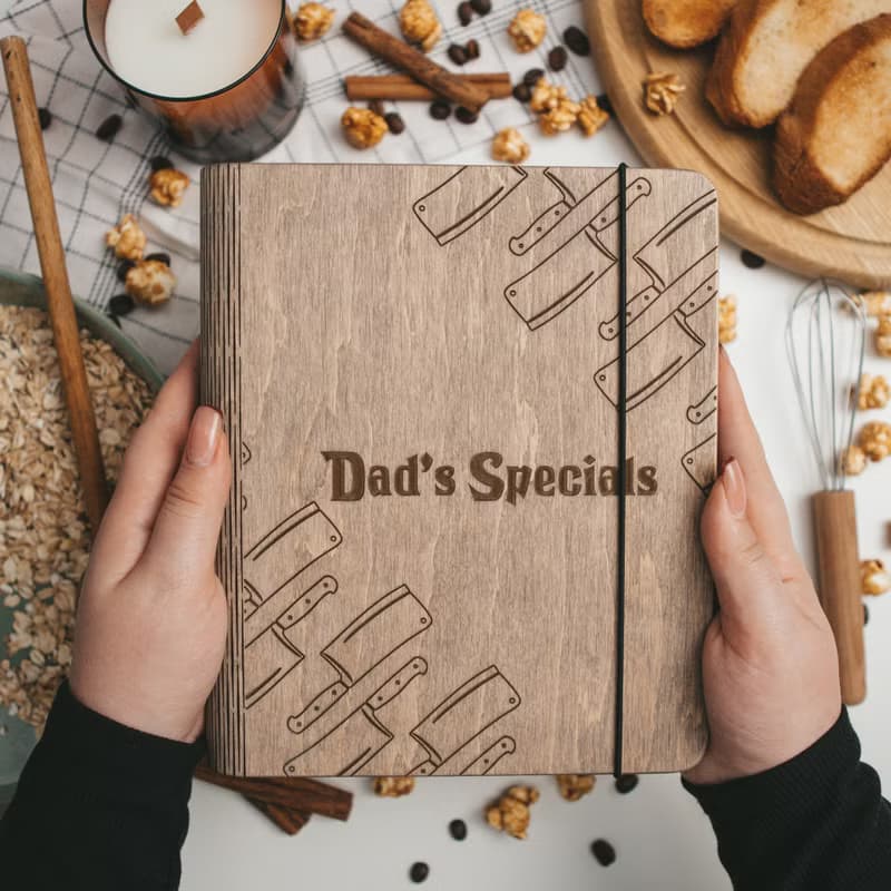 Wooden Custom Cookbook, Father Day Gift, Cooking Gift by Enjoy The Wood