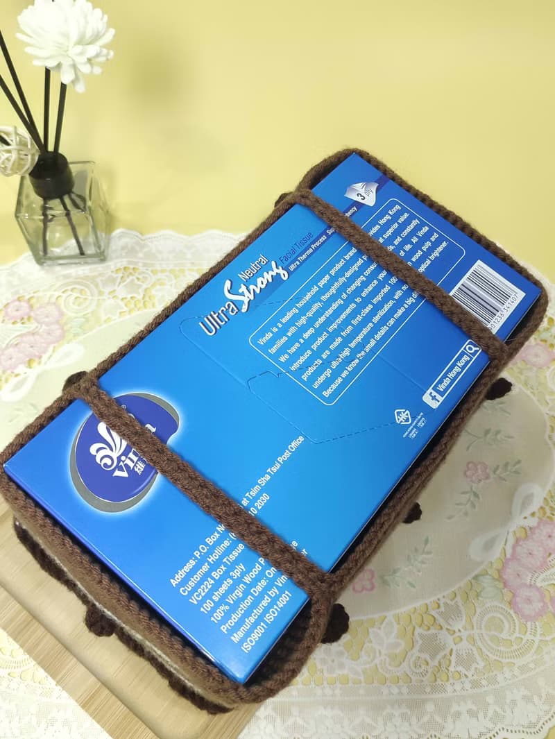 【巧克力瀑布蛋糕】手工製紙巾盒/紙巾套 - 針織|鉤針