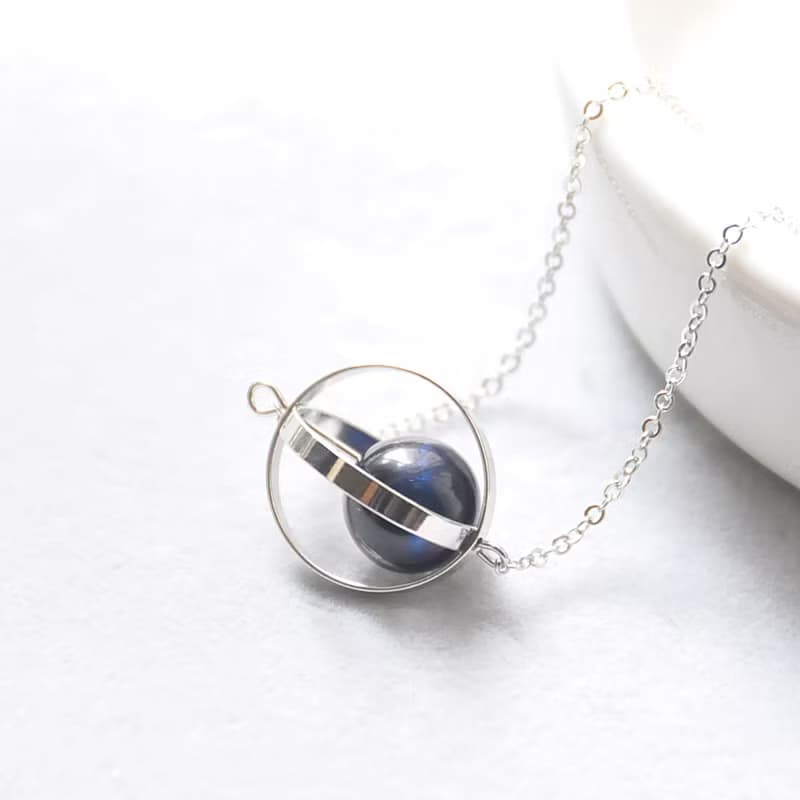 勇氣星球。宇宙。銀環。藍虎眼。項鍊 Valor Planet。Galaxy。Sliver Ring。Hawk-eye 。Necklace。生日禮物。閨蜜禮物。姐妹禮物