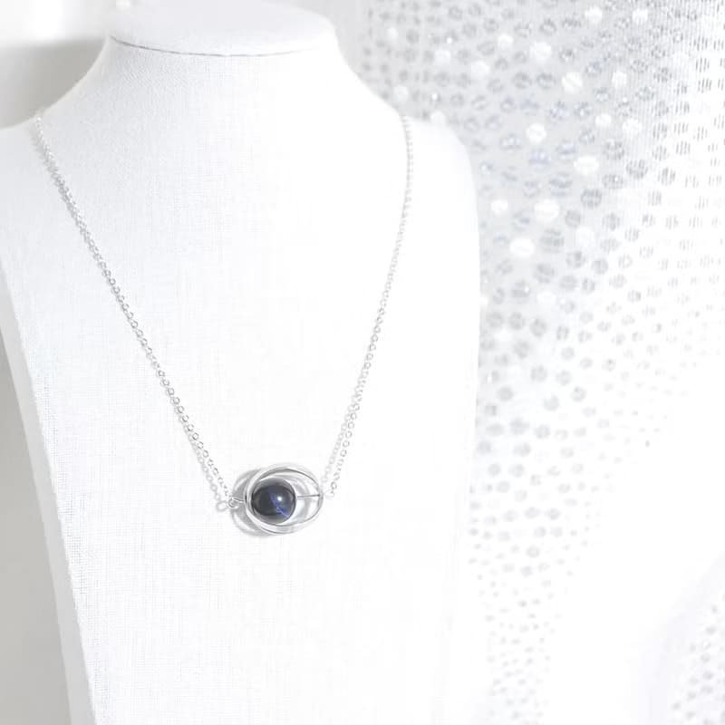 勇氣星球。宇宙。銀環。藍虎眼。項鍊 Valor Planet。Galaxy。Sliver Ring。Hawk-eye 。Necklace。生日禮物。閨蜜禮物。姐妹禮物