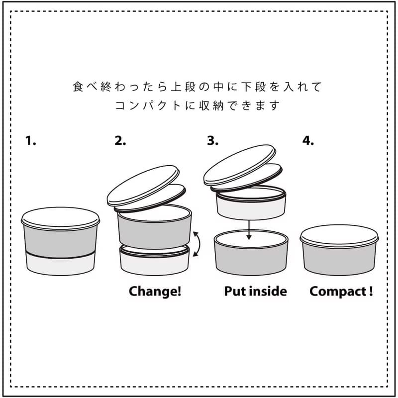 Japoney 2-Tier Laminated Lunchbox Meal Container Textile Modern Made In Japan