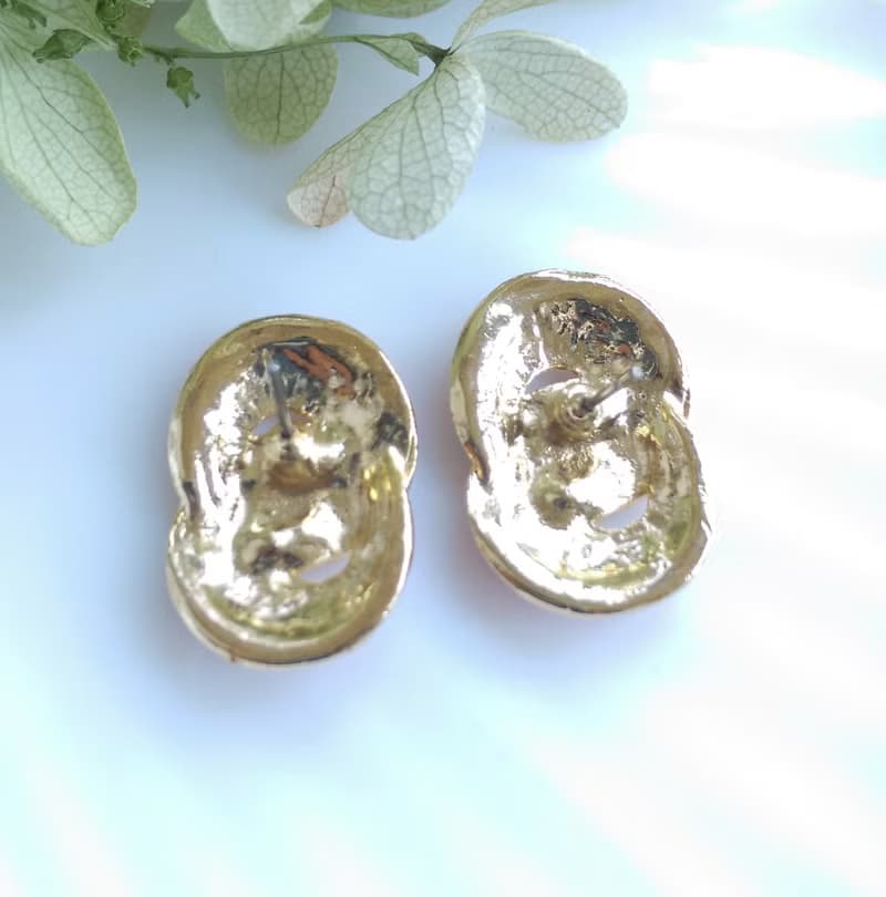 Vintage Jewelry 西洋古董飾品 復古 簡約 繩結粉琺瑯  針式耳環