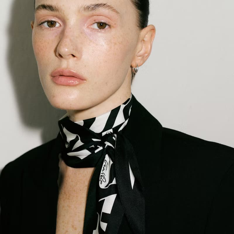 【Ven & Qu】流動鏈結真絲圍巾-黑米色 120×25cm