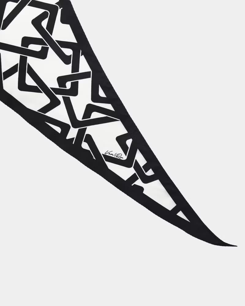 【Ven & Qu】流動鏈結真絲圍巾-黑米色 120×25cm