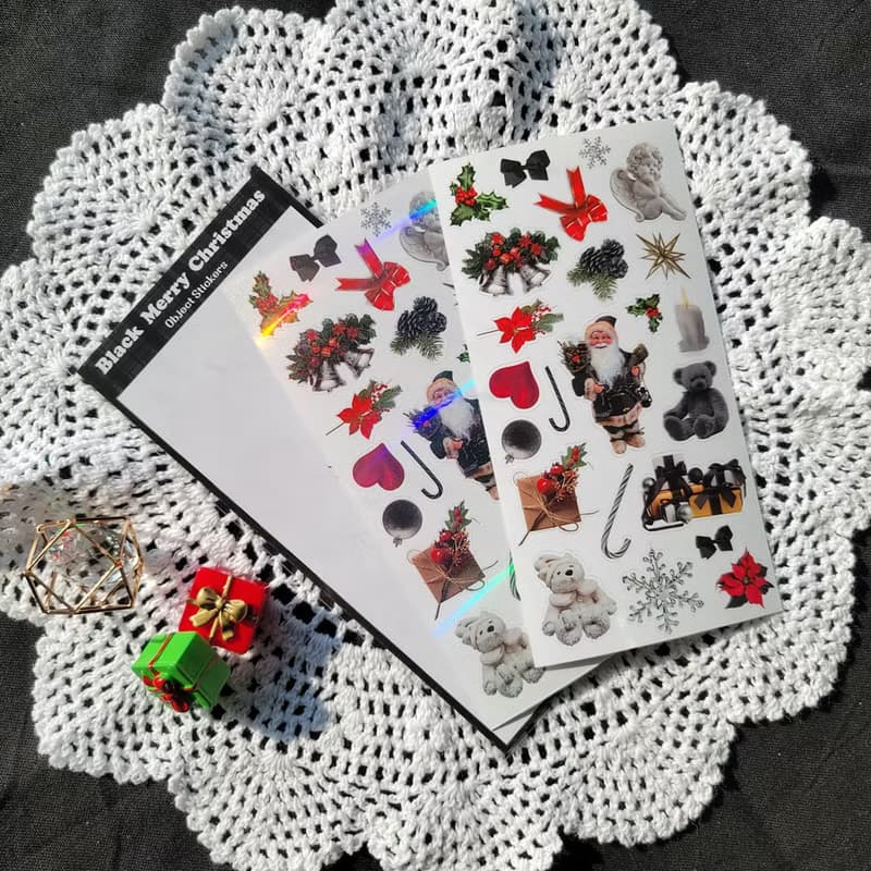Black Christmas Object Stickers