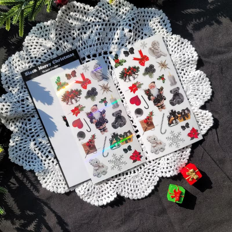 Black Christmas Object Stickers